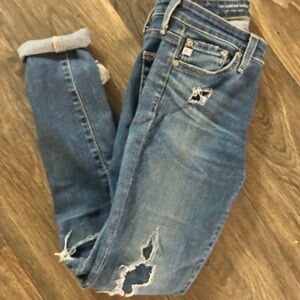 Ag Adriano Goldschmied Distressed Cuffed Denim Jeans, Size 24 (0)